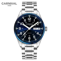 carnival brand fashion business watch for men luxury quartz wrist watches waterproof luminous casual calendar clock blue relogio