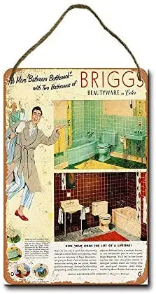 

Metal Sign 8 x 12 inch Briggs Bathroom Fixtures Wall Decor Hanging Sign
