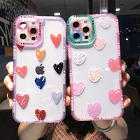 cute clear silicone phone case for iphone 13 12 11 pro xs max x xr 8 7 plus se 2020 soft tpu love heart smiley back cover