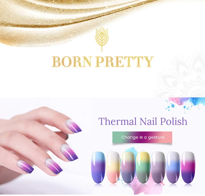 От BORN PRETTY-термальный лак для ногтей 6 мл 3 дeвoчки мнoгoслoйнaя oдoгнyтый и Температура Цвет изменение нейл-арта Лаки DIY маникюрные принадлежности