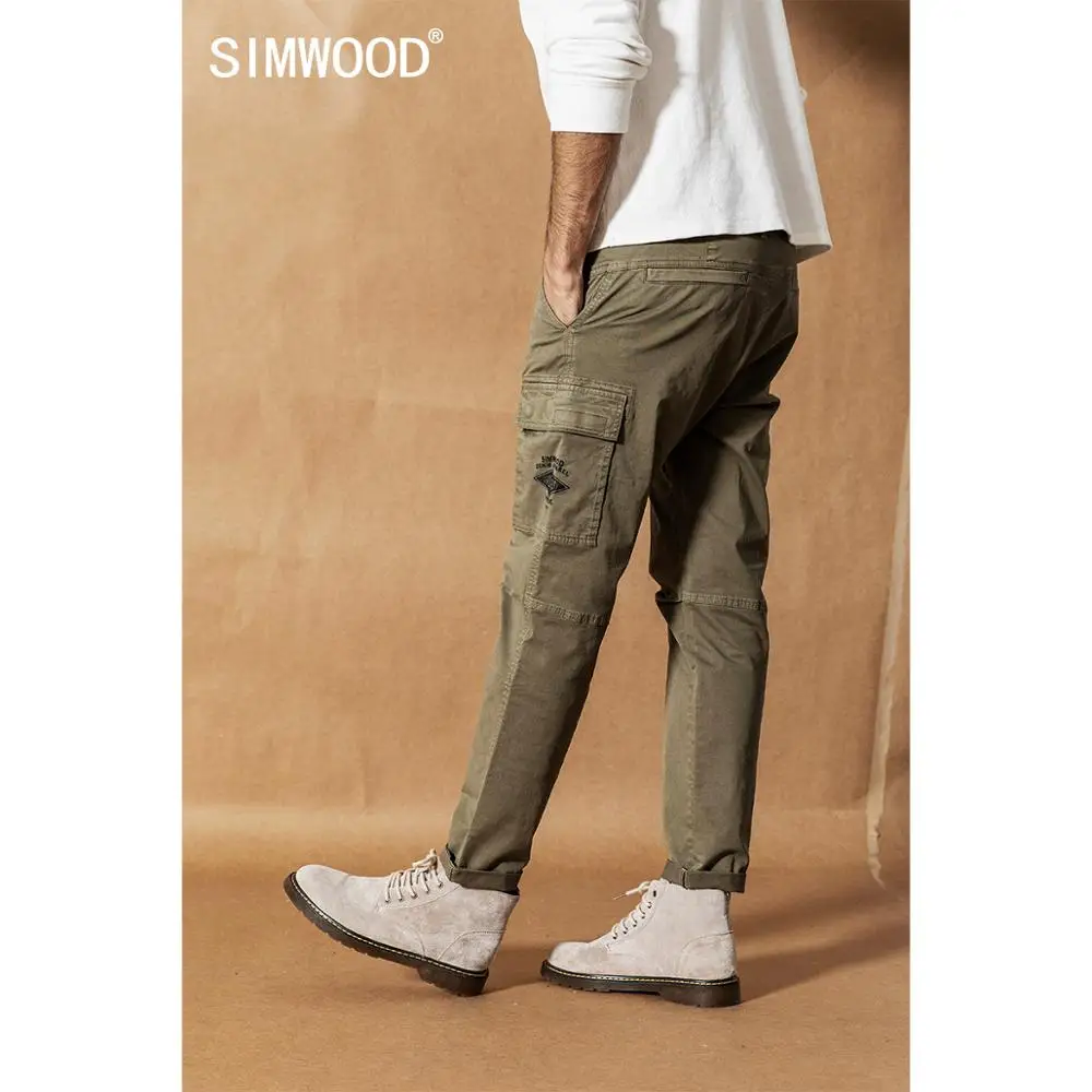 

SIMWOOD 2021 spring New Cargo Pants Men Streetwear Vintage Fashion Hip Hop Ankle-length Trousers tactical plus size pant 190461