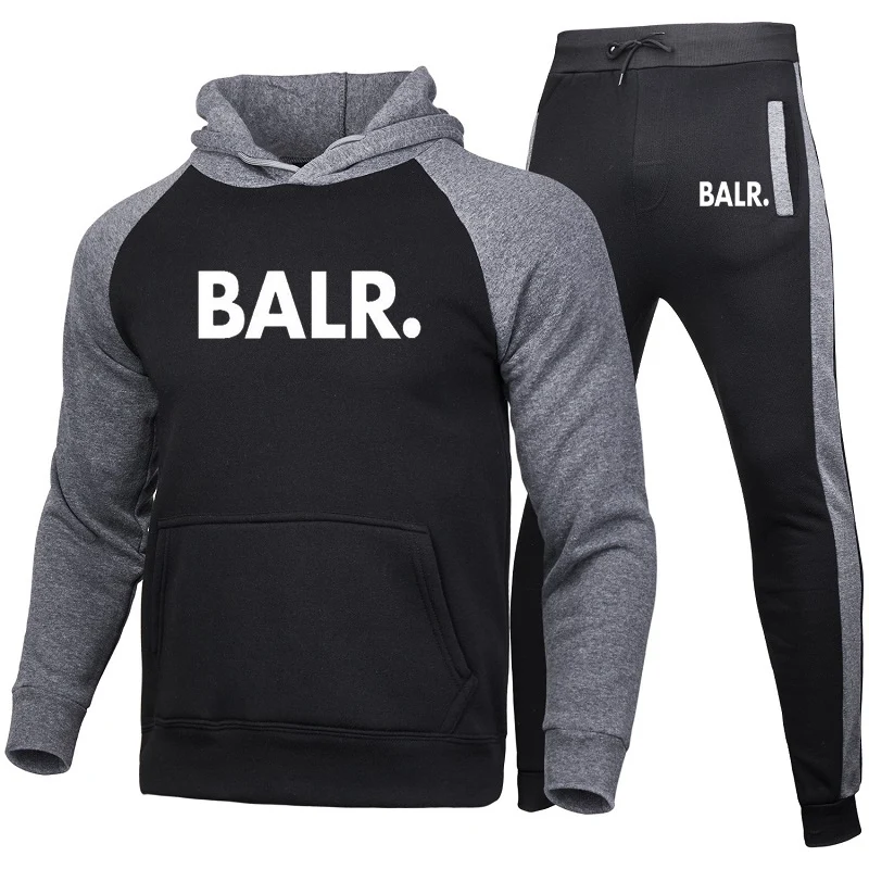 

Sports Fitness BALR Men Women Set Hoodies+Pants 2 Pieces Sets Autumn Winter Hooded Tracksuit Male Sportswear Gym Sudadera Hombre