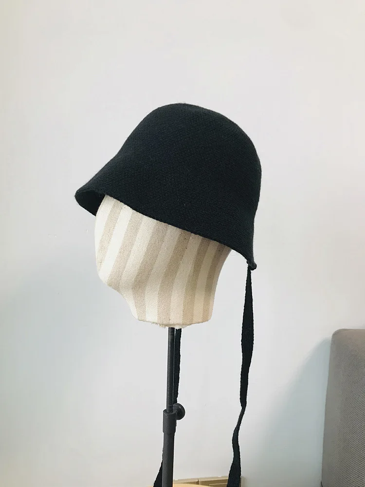 

Autumn and winter Laurie hat back split women's Retro versatile ribbon basin hat fisherman's hat knitting
