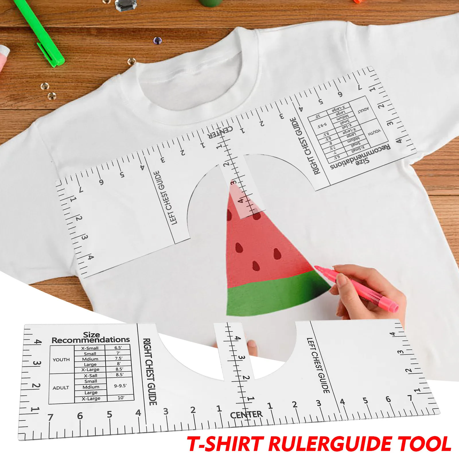 

Tailor Made T-Shirt Measuring Ruler Tee Shirt Alignment Tool Clothes Collar Rulers for Fabric Cutting Sewing