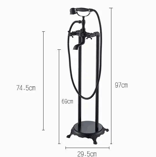 

Bathtub Faucet Brass Bathtub Mixer Tap With Hand Shower Floor Standing Style Dual Handle Black Bathroom Bath Shower Faucet Set