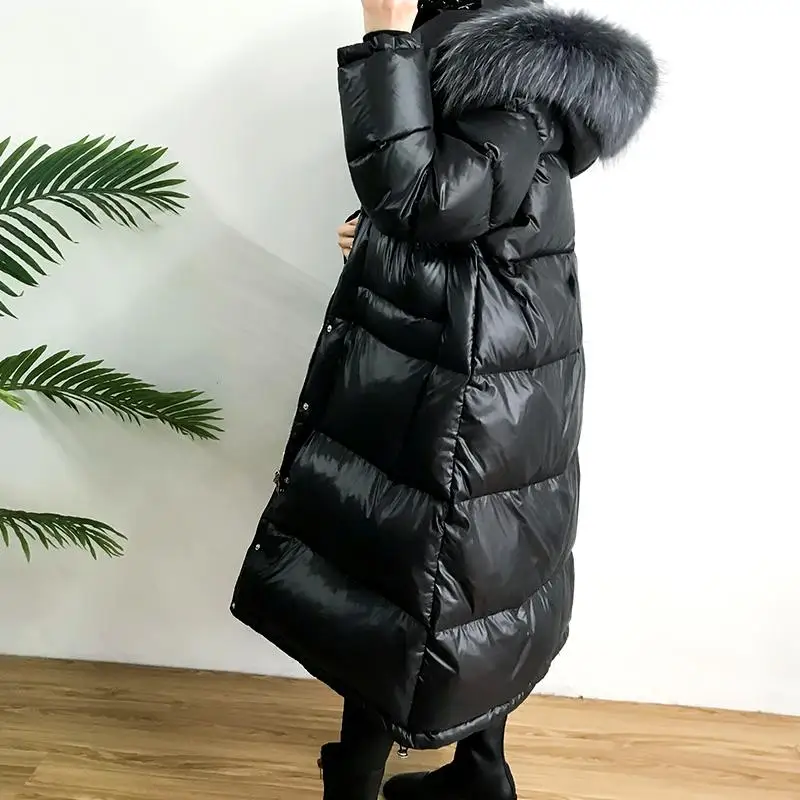 

Real Natural Raccoon Fur Collar 2019 White Duck Down Jacket New Winter Jacket Women Down Coats Female Long Loose Warm Down Parka