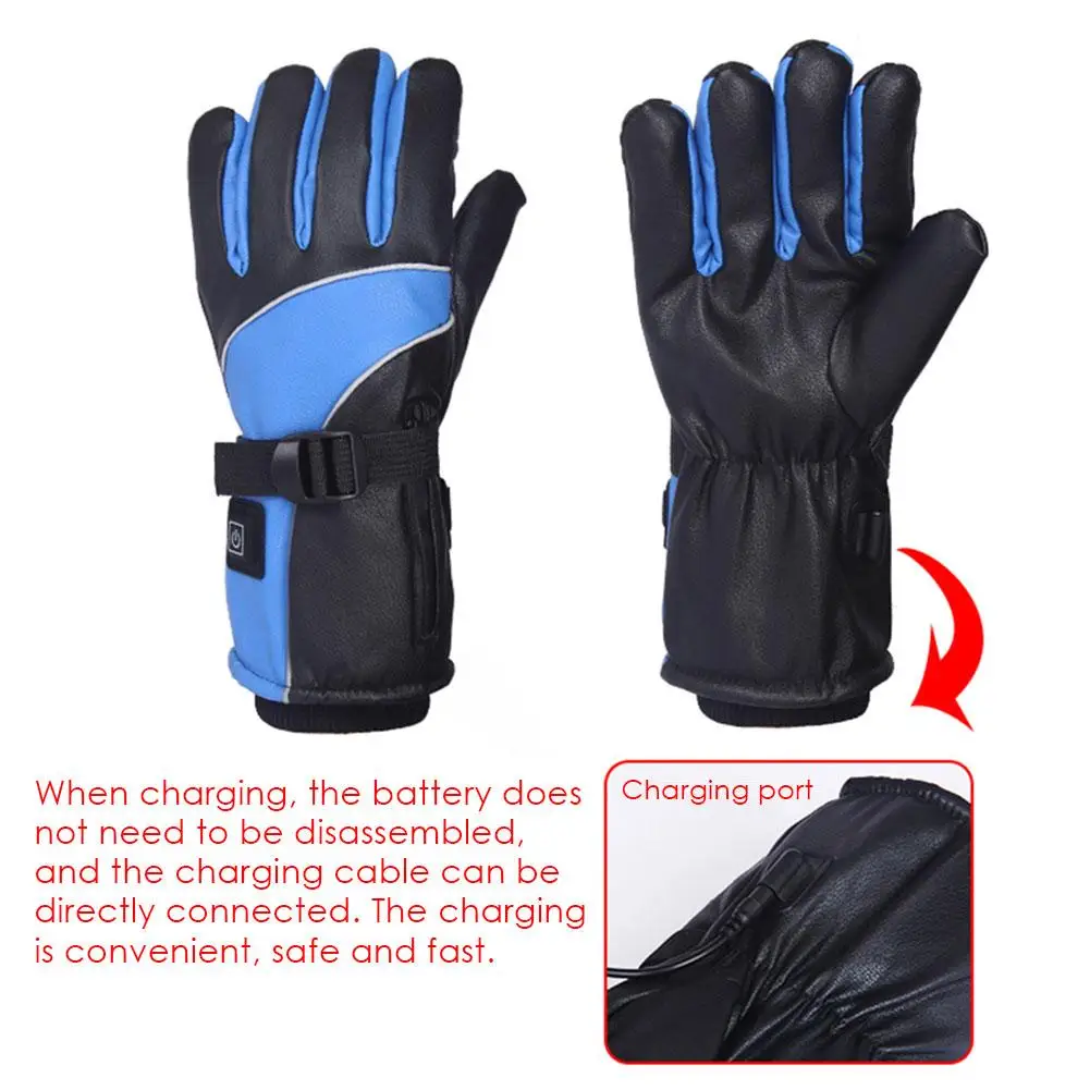 

Reflective Strip Design Heating Gloves Winter Electric Heating Gloves 2A Charging Free Disassembly Battery Gloves Charging Port