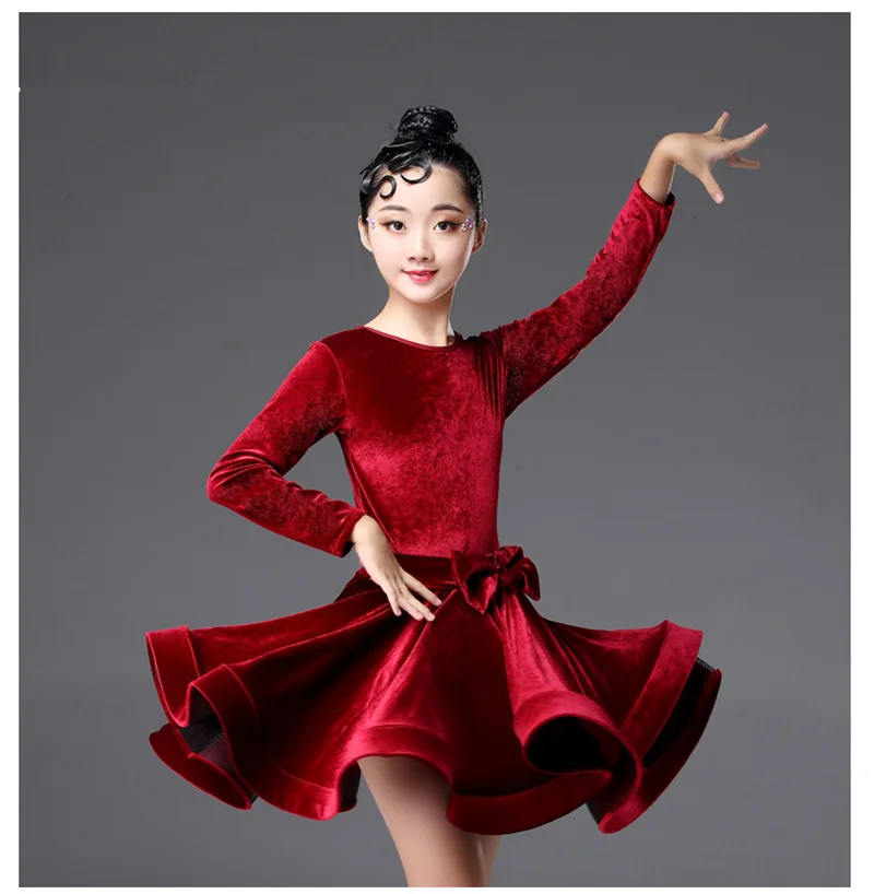 Girls Winter Latin Dresses for dancing ballroom dance dress rumba samba velvet children cha tango skirt standard salsa | Тематическая