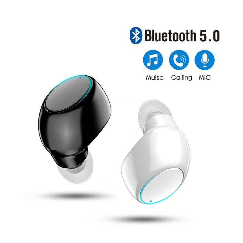 Миниатюрные наушники вкладыши 5 0 Bluetooth Беспроводная Hi Fi гарнитура с микрофоном