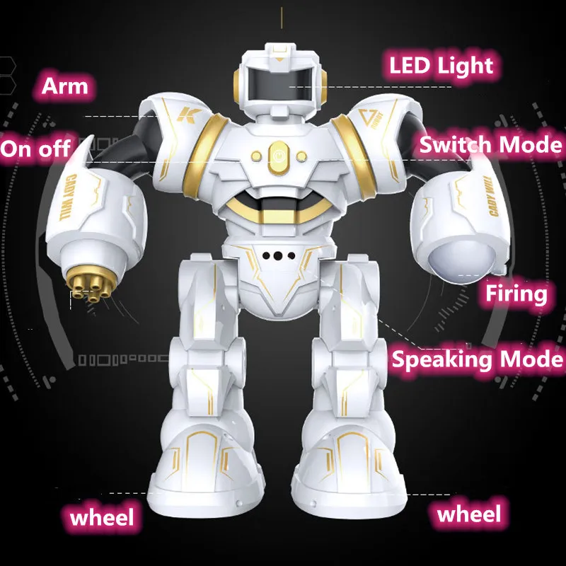 Education Toy Kid Friend 2.4G Intelligent RC Battle Robot Fire shell Can speak english story dance sing song program play to | Игрушки и