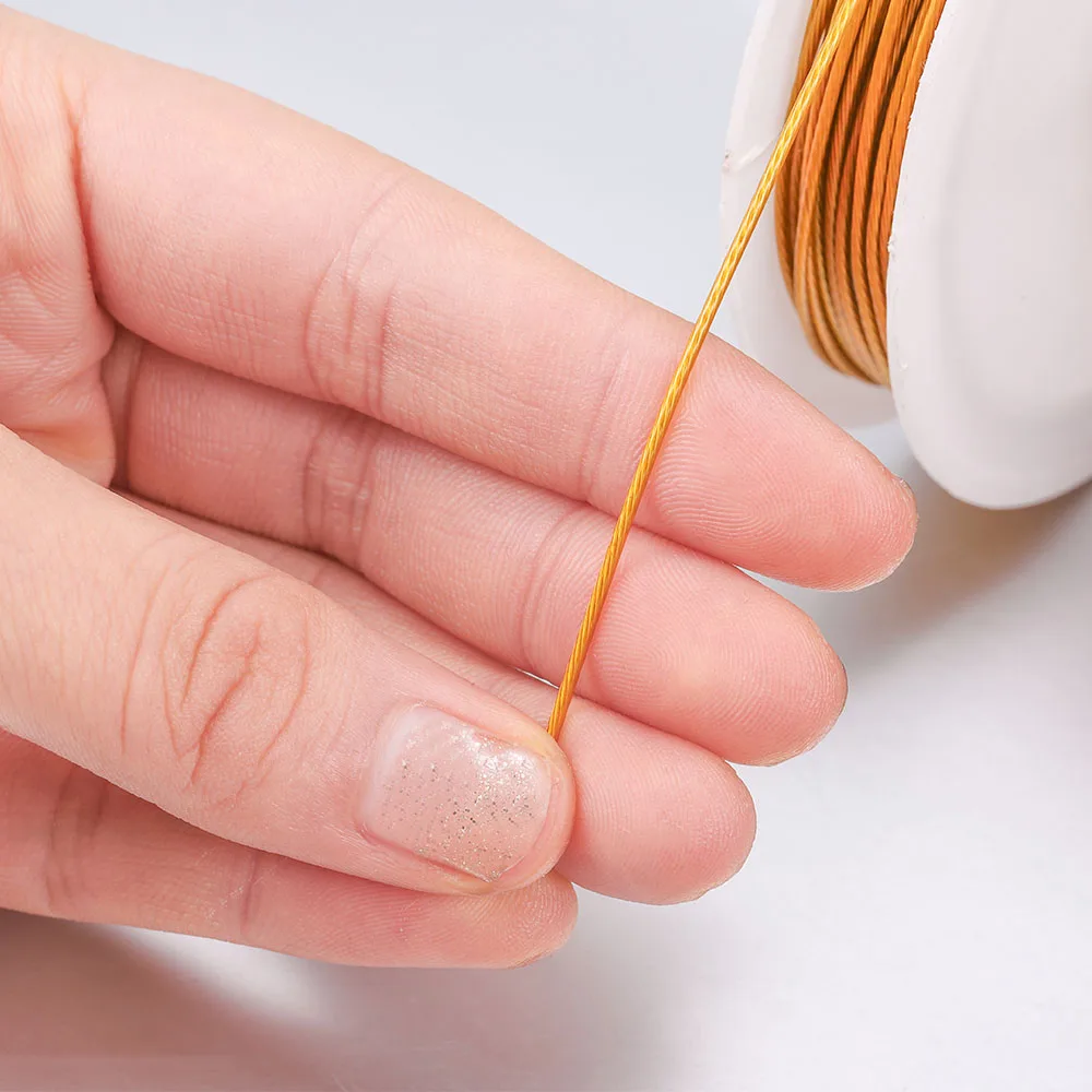 Gold Steel Wire 1 рулон/много 0,3/0,45/0,5/0,6 мм устойчивый прочные магистрали Проволока из нержавеющей стали тигровый хвост ", Бисер провод для изготовление, поиск ювелирных изделий - Цвет: Gold Steel Wire