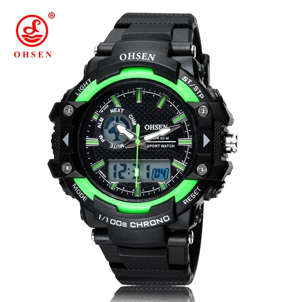 Цифровые кварцевые мужские наручные часы для дайвинга Relogios Модные Зеленые