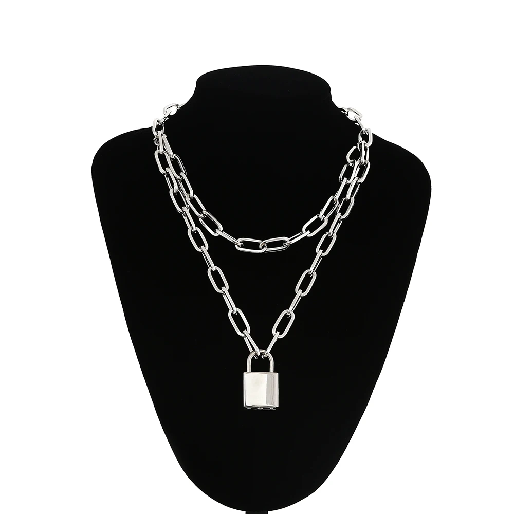 

Lock Chain Necklace With A Padlock Pendants For Women Men Punk Jewelry On The Neck 2020 Grunge Aesthetic Egirl Eboy Accessories