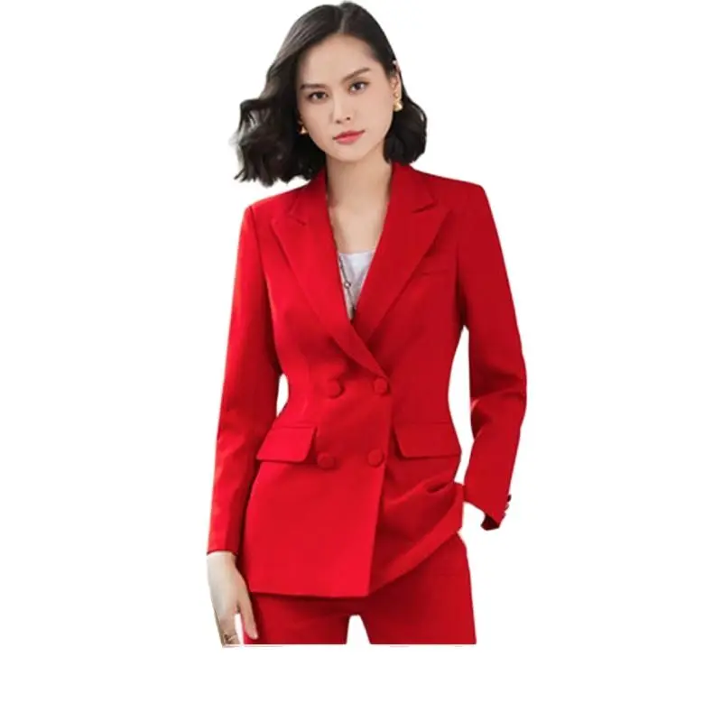Модный женский костюм новинка двубортный деловой большого размера +