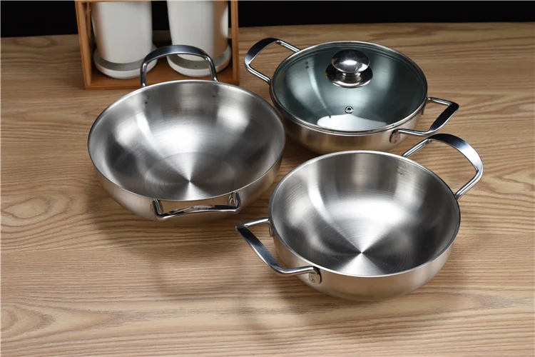 18 см/20 см/22 см нержавеющая сталь Hotpot плоское дно кастрюля для приготовления пищи горшок для Раков морепродуктов кухонный кастрюля для индукционной плиты