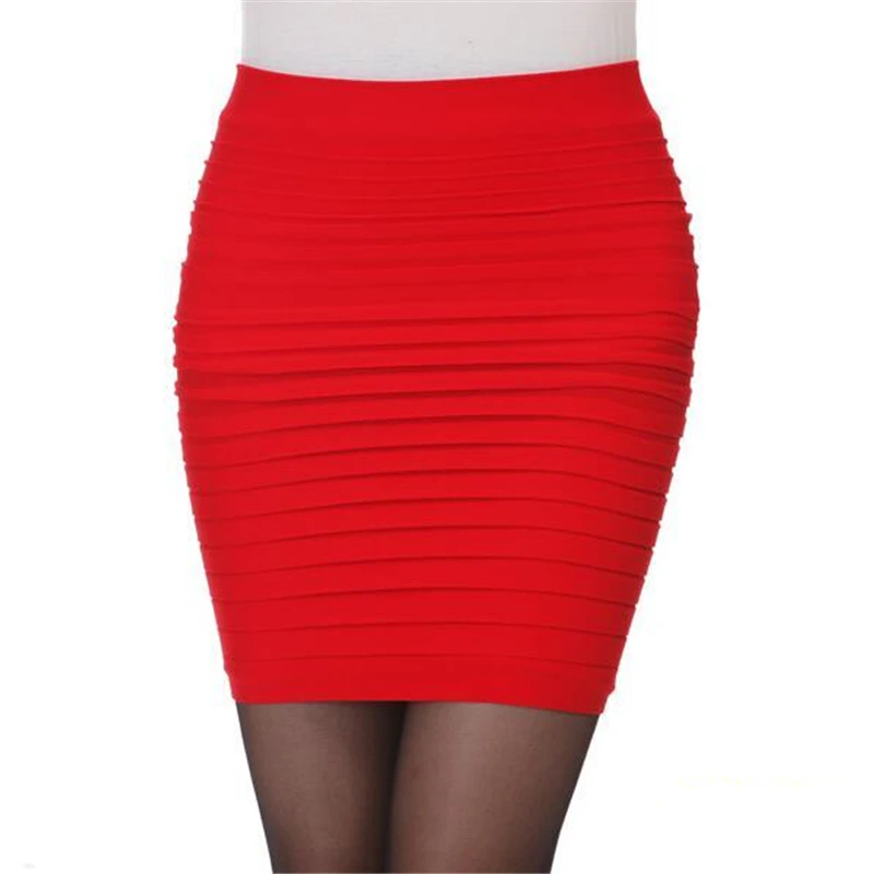 

FAKUNTN Short Skirts Women Sexy Above Knee Mini Striped Pencil Hot Sale Fashion Black Red Orange Office Bodycon Bandage Skirts