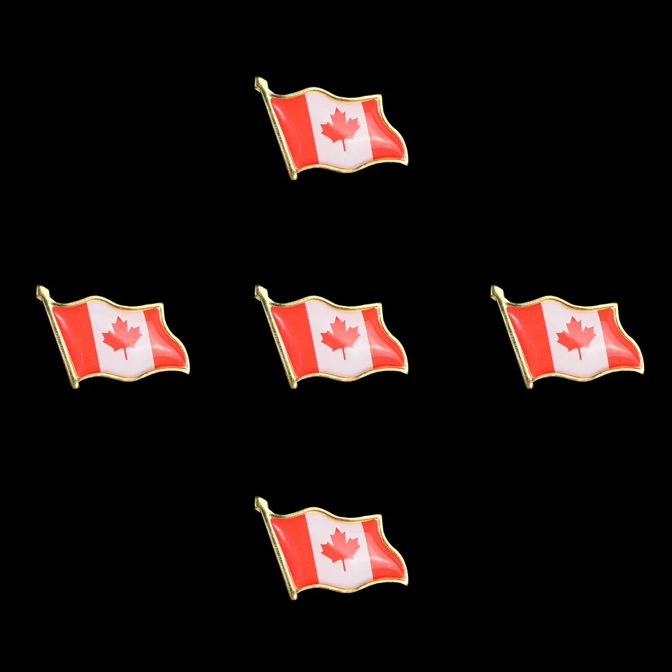 

5Pcs Classic Red Maple Leaf Flags America Canada Flag Brooch Hat Tie Pin Badge Souvenir