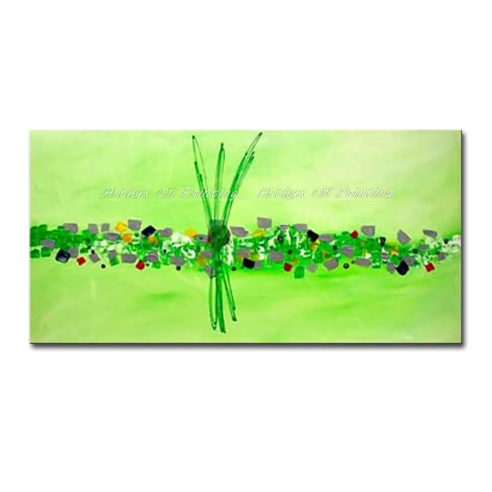 Arthyx Ручная роспись Абстрактная зеленая масляная живопись на холсте Современная