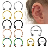 3pcs stainless steel nose septum piercing hoop earrings lip ring studs cartilage tragus ear horseshoe circular eyebrow jewelry