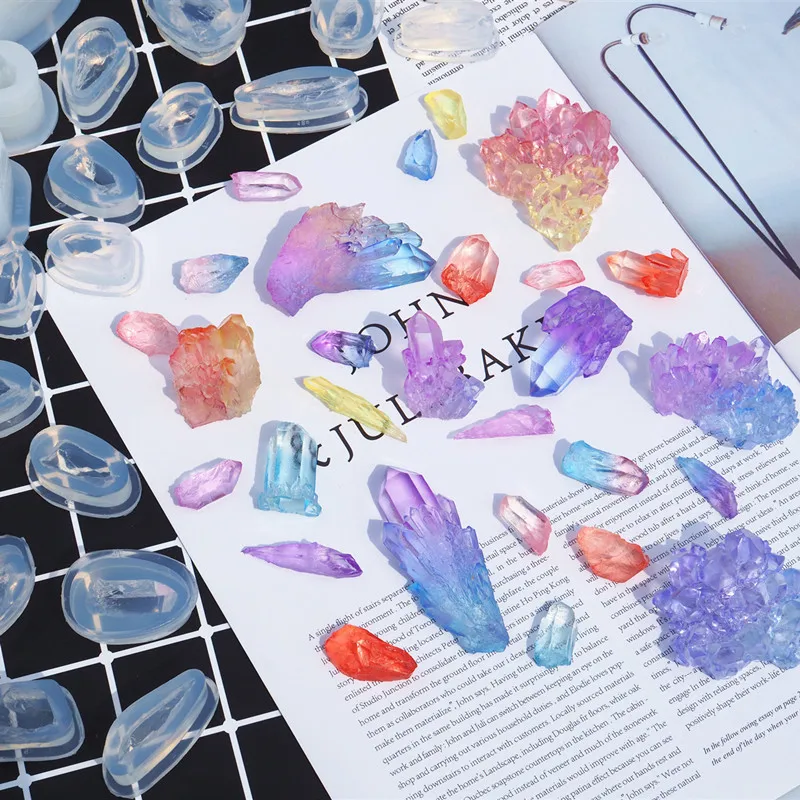 Кварцевая форма для ломтиков агат кристалл Жеода силиконовая мягкая уф смолы