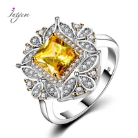 luxury square citrine rings for women genuine 925 sterling silver hot jewelry with aaa zircon wedding engagement ring size 6 10