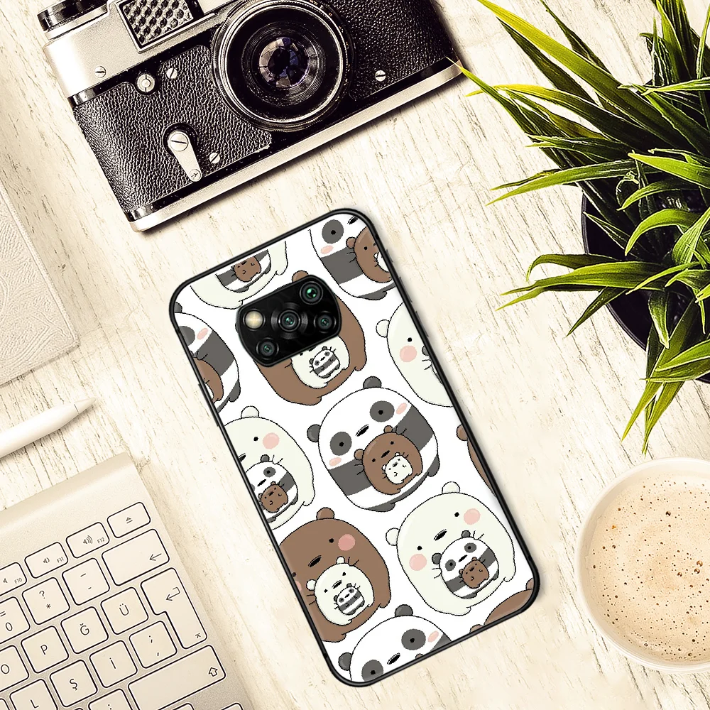 

cute Cartoon Bare Bear Phone case Cover Hull For Xiaomi Mi A2 A3 8 9 9T Note 10 Se Lite Pro black Etui Soft Cell Fashion Coque
