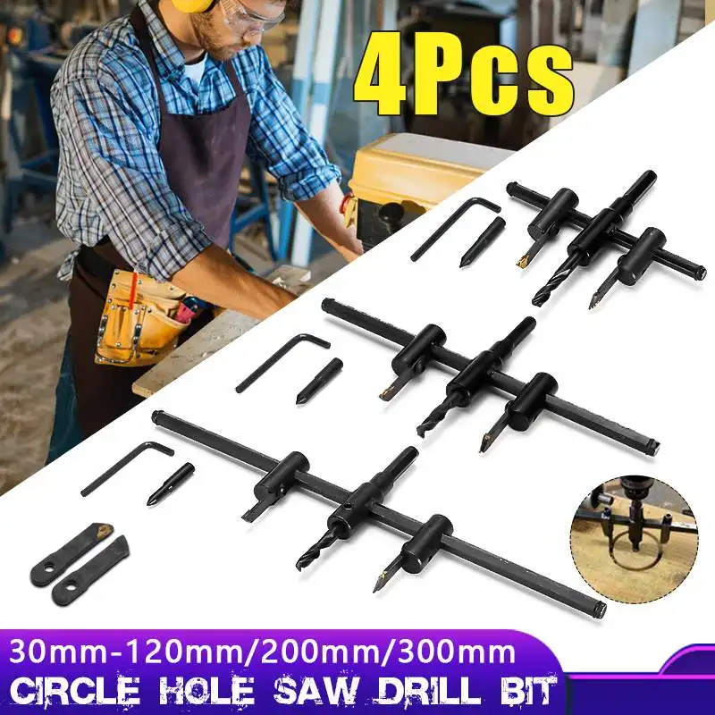 

Adjustable Circle Hole Cutter Wood 40-120/200/300mm Drywall Drill Bit Saw Round Cutting Blade