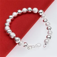 925 sterling silver soft matte 8mm bead chain bracelet for woman charm wedding engagement fashion party jewelry