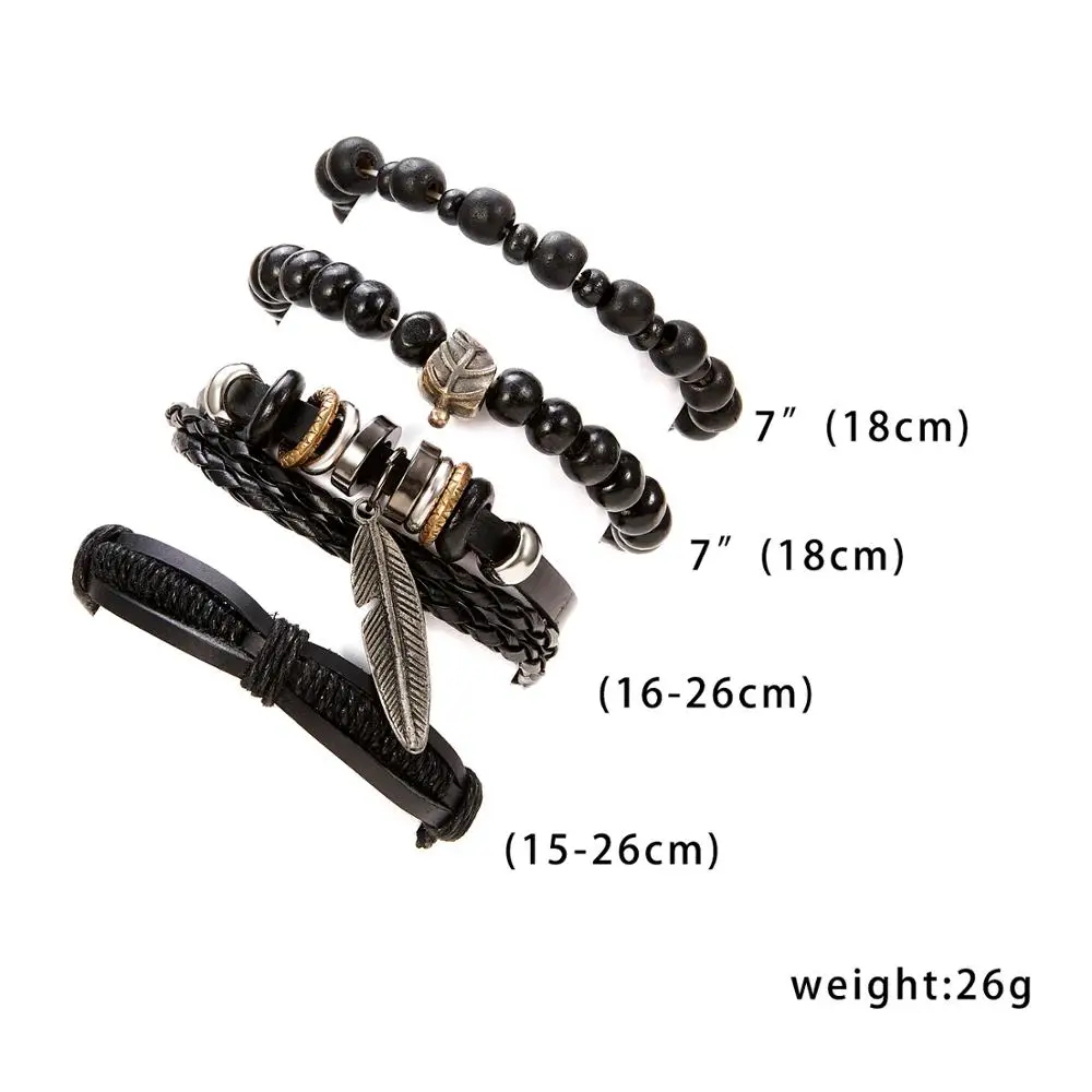 BR18Y0480 RINHOO винтажные кожаные браслеты для мужчин, богемные Многослойные Бусины, обертывание, панк-веревка, ювелирные изделия, подарок на день Святого Валентина, браслеты - Окраска металла: BR18Y0480