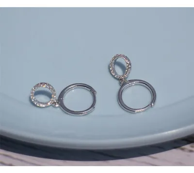 1 pair silver 9mm Серьги из стерлингового серебра 925 пробы, темперамент, циркон, круг, короткие серьги-капли, кольцо для ушей, модный тренд, дикие женские серебряные серьги, ювелирные изделия - Окраска металла: 1 pair silver 9mm