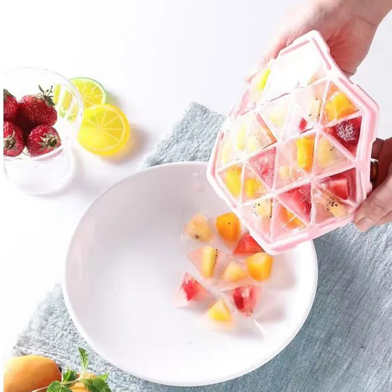24 полости с крышкой многогранная форма для льда многоразовая силиконовая лоток
