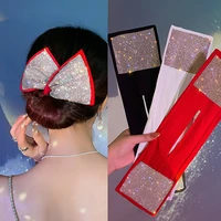 amorcome shine rhinestone headbands for women girls white red black cloth deft bun hairpin hair accessories party jewelry gifts