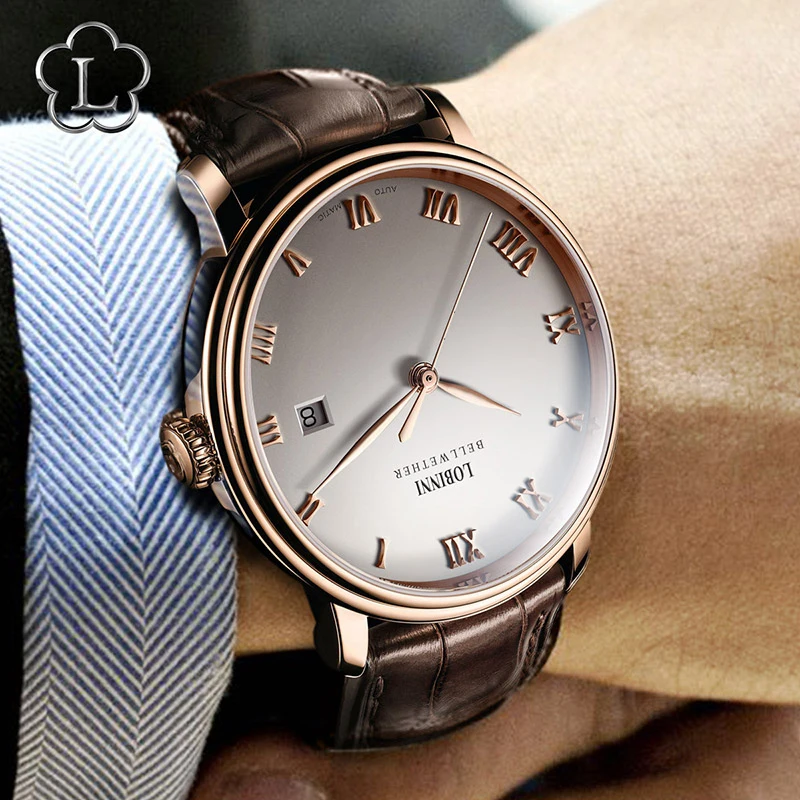 Часы наручные LOBINNI Мужские механические роскошные брендовые водонепроницаемые