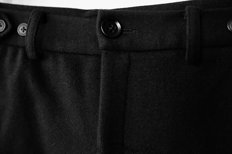 

Men's casual pants Maoni Wide Leg Pants Capris loose straight tube Wool Thick youth fashion urban black