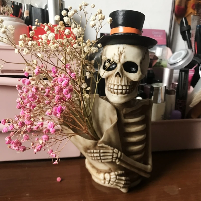Держатель для ручки в виде черепа настольный органайзер кисточек макияжа
