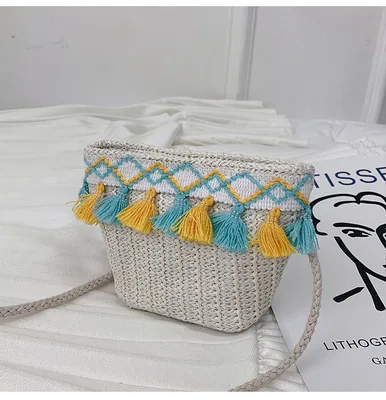 2019 новая зимняя соломенная сумка в этническом стиле с кисточками детская мини