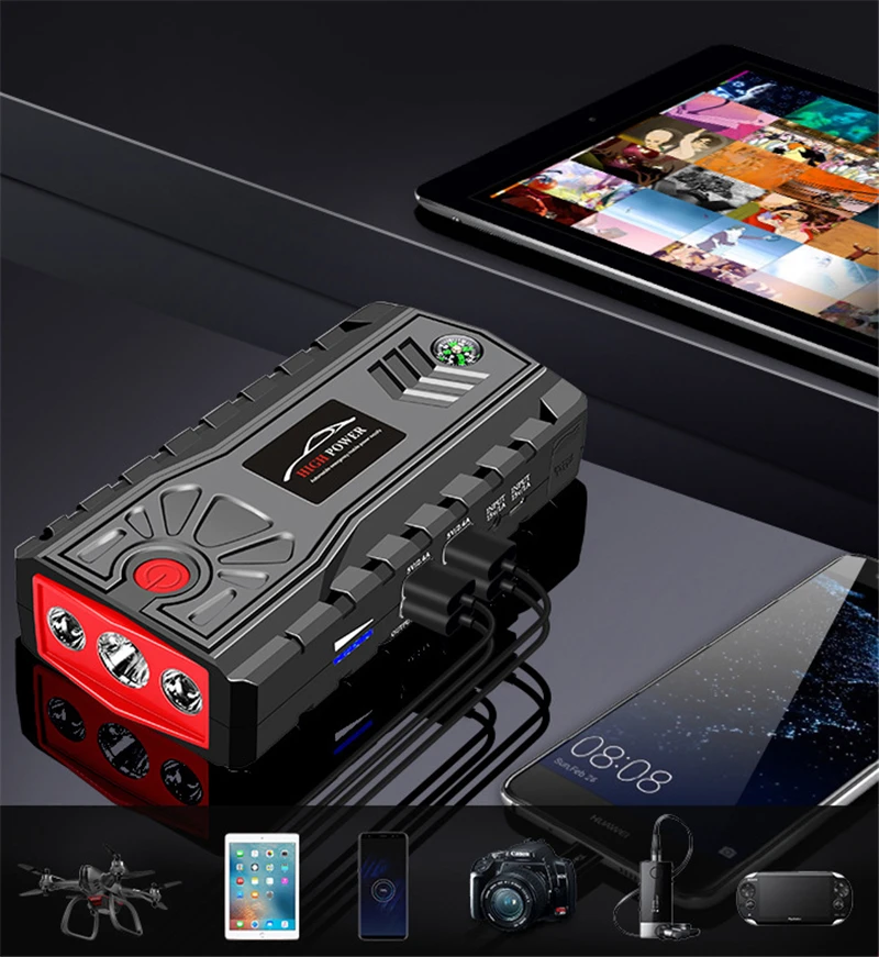 12v 800a car jump starter portable emergency charger battery 28000mah power bank for mobile phone car booster starting device free global shipping