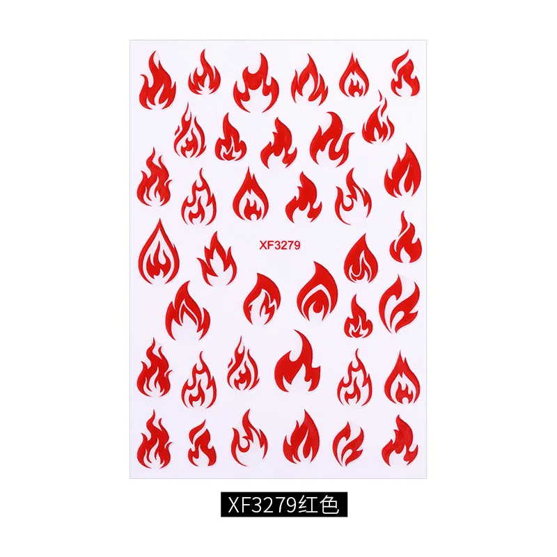 XF3279Red Ультратонкий дизайн ногтей Mirage Aurora Flame осенние слайдеры Nailart стикеры самоклеящиеся огненная фольга matrica для маникюра Deco Tips - Цвет: XF3279Red