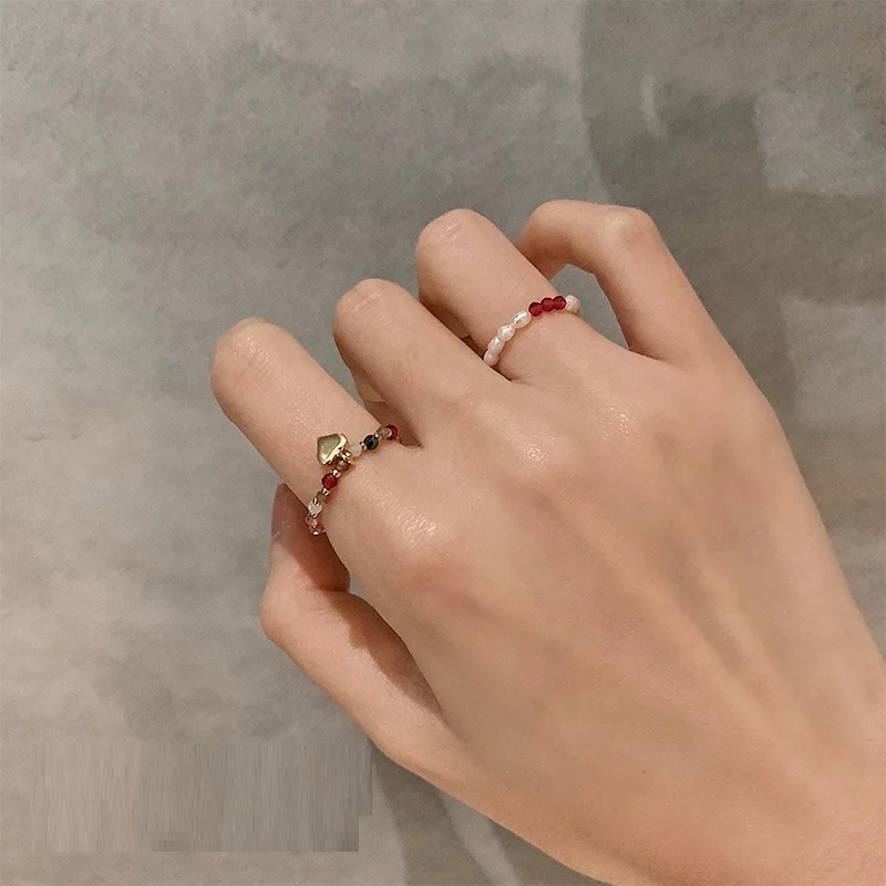 Женское кольцо с имитацией жемчуга AOMU цветное металлическое подвеской в виде