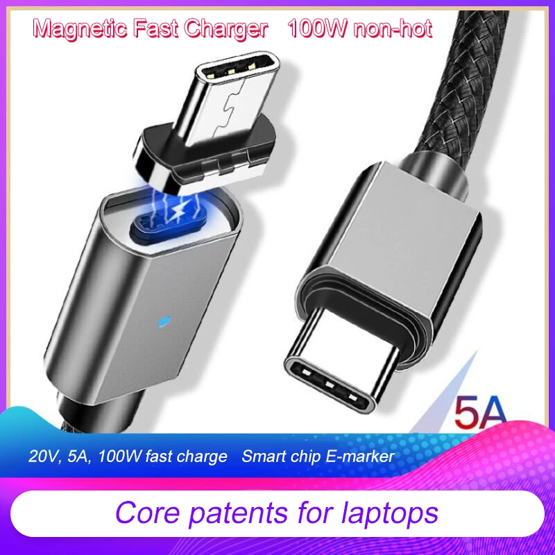 Магнитный кабель Micro USB type-C 100 Вт 5А для быстрой зарядки QC4.0 USB C-type-C PD зарядный кабель для Xiaomi Redmi Note 10 samsung S9