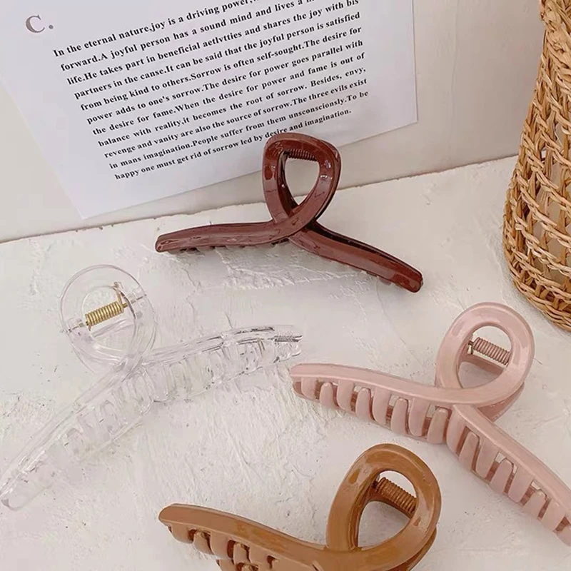 

1Pcs Women Hair Clip Acrylic Hairpins Cross Transparent Hair Crab Claws Girls Make UP Washing Tool Accessories Decoration