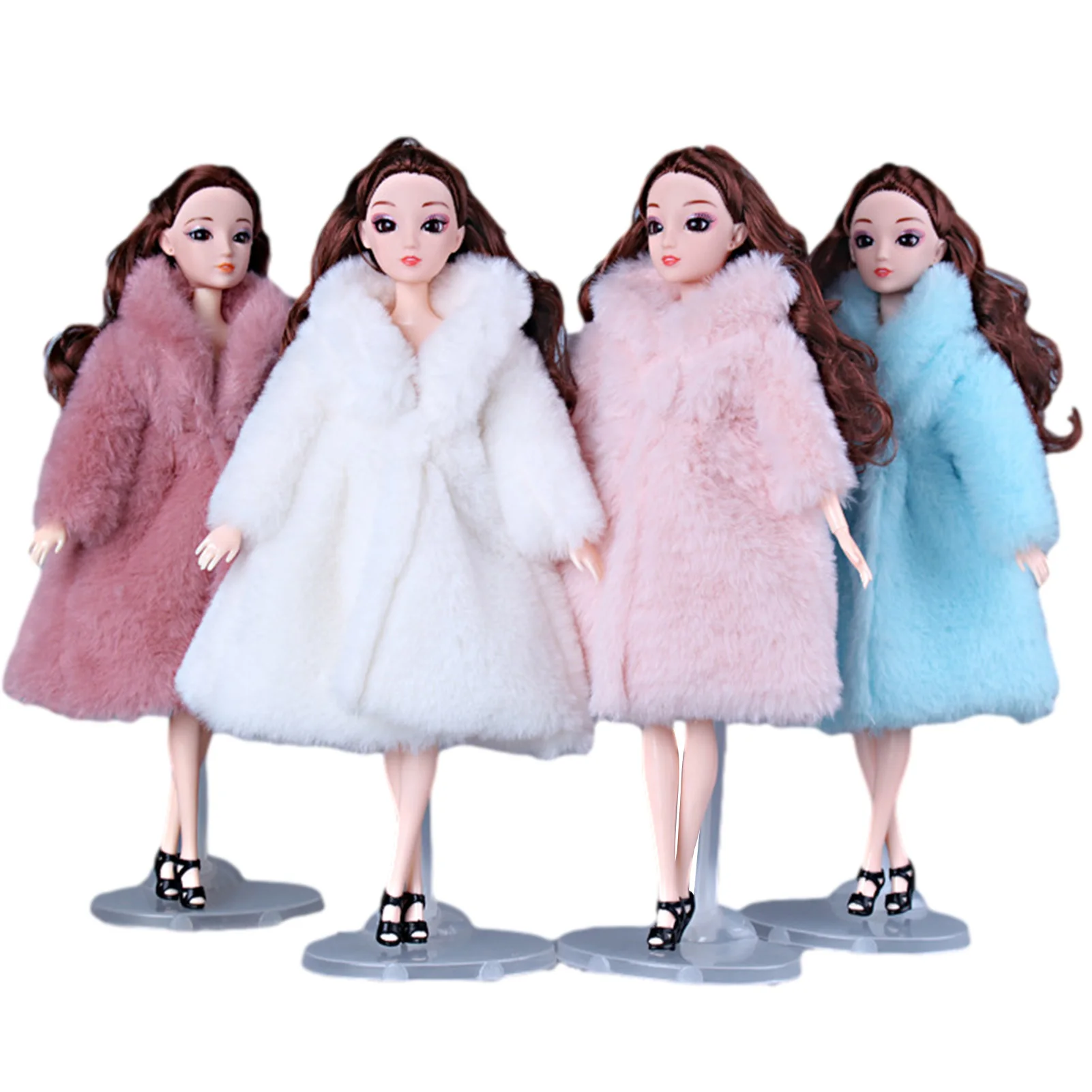 

Girls Dolls Soft Fur Coat Tops Dress For Reborn Doll Winter Wear Leopard Outfit 12 Inch Doll Accessories Kid Gift Toy