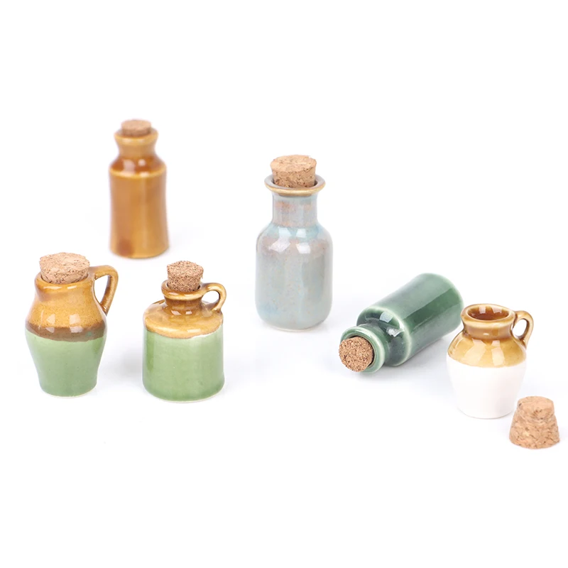 

1pcs Dollhouse Miniature Porcelain Pots Seasoning Jar Kitchen Toy Home Decor