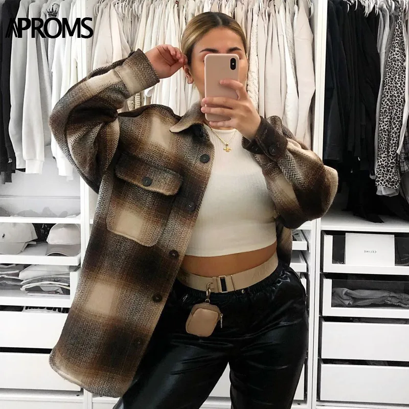 Женское пальто с длинным рукавом Aproms зимняя винтажная уличная одежда Толстая