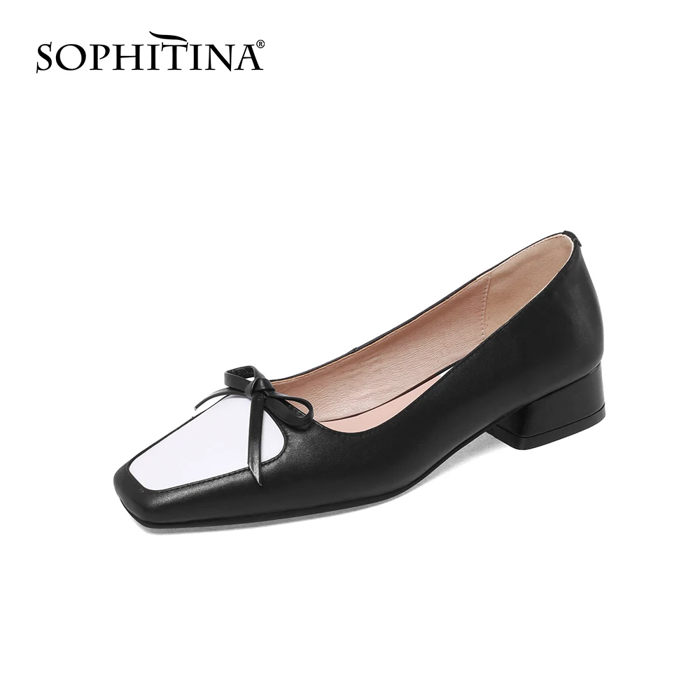 SOPHITINA/туфли лодочки в стиле ретро Женские модные туфли с квадратным носком на