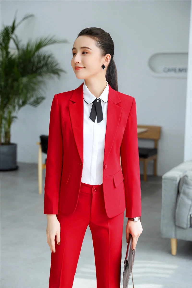Женский брючный костюм деловая одежда для работы пиджак и брюки|Брючные костюмы|