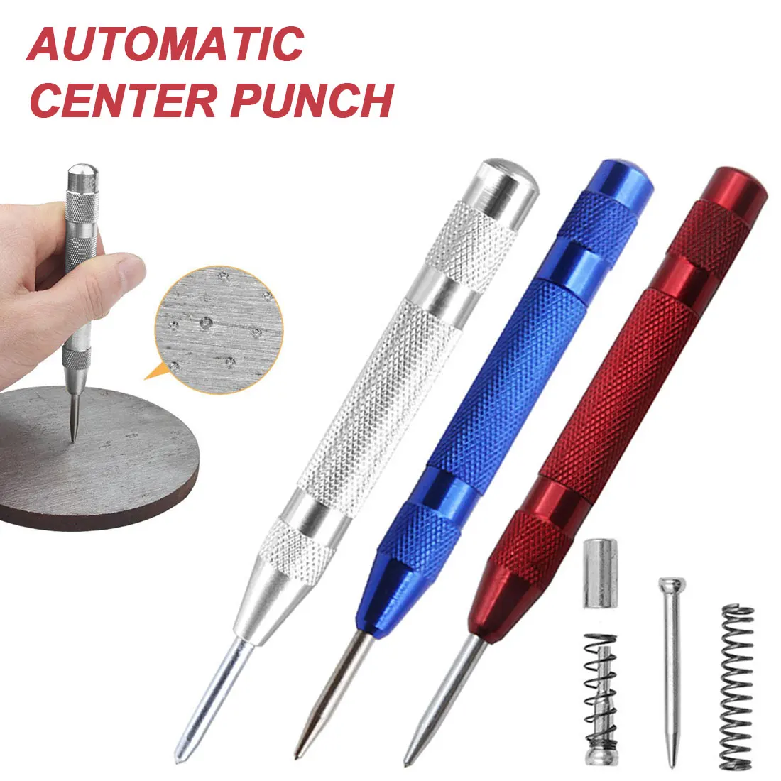 

Automatic Center Pin PunchTool Wood Press Dent Marker Woodwork Tool Drill Bit Spring Loaded Marking Starting Holes
