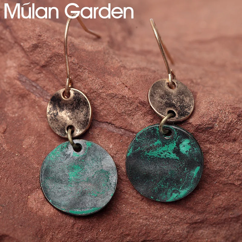 Простые Винтажные серьги с двойным кольцом для монет женщин и девушек креативные