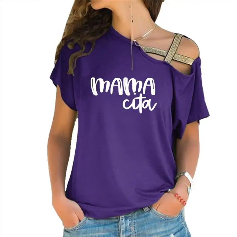

Summer Women's T-shirt Mama Cita Mother's Day Off Shoulder Kawaii Woman T-shirts Plus Size Female Clothes Oversized T-shirt Tops