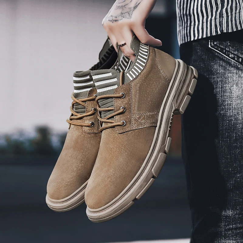 

Men's Casual Sneakers Men Casual Sport Shoes Fashion Leather Safety Black Boots Ocio Flat Male Shoe Mens Man Causal